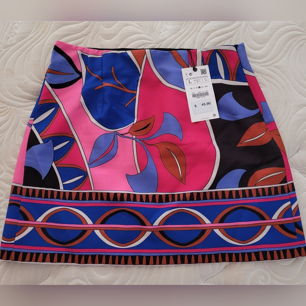 Zara Retro Pink Fuchsia Blue Short skirt | Mini Skirt 2022 Collection